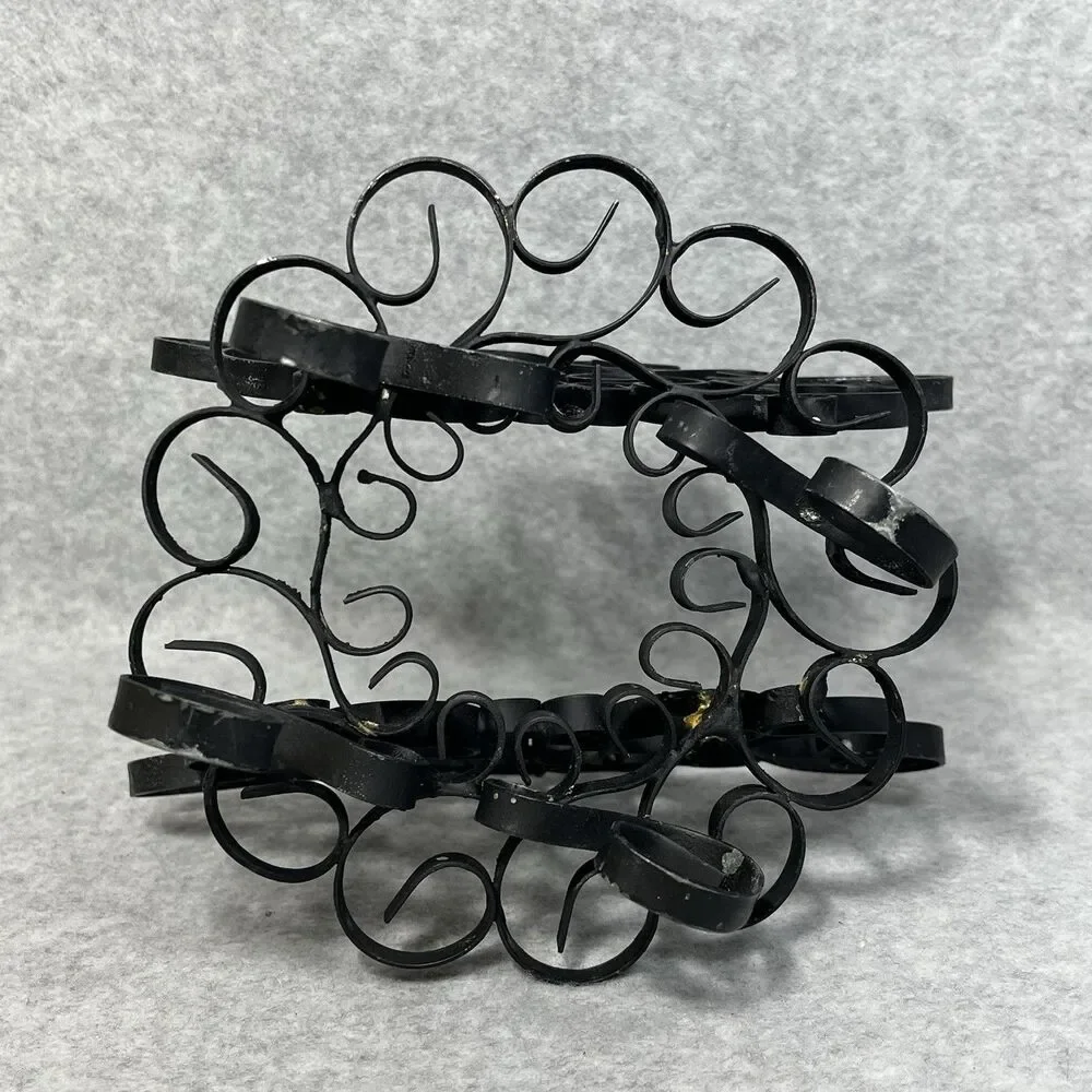 Vintage Black Metal Swirl Scroll‎ Napkin Letter Holder Wrought Iron ? Organizer